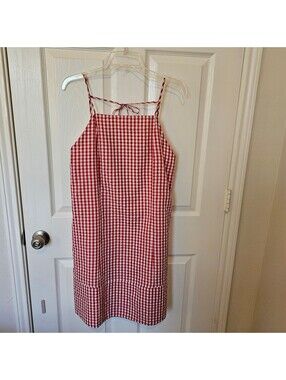 Lola & Grace Cottagecore Summer Picnic Red White Gingham Sun Dress size L